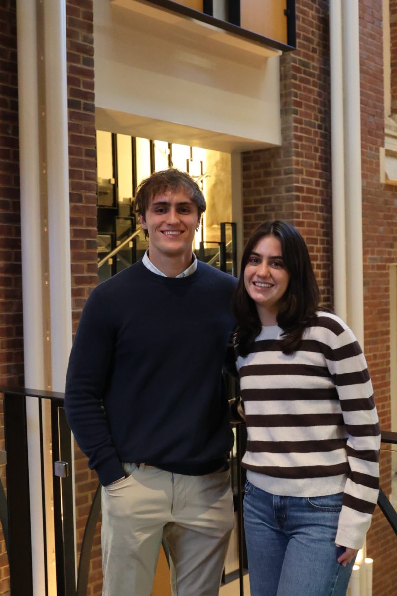 Sophomores Will Dean and Simran Fitzpatrick (left to right) pose for an official campaign photo. (Photo courtesy of Taylor Dunn)