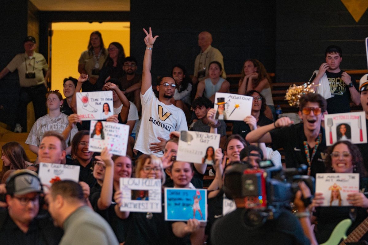 Vanderbilt Women’s Basketball fans cheer and hold signs, as photographed March 21, 2026. (Hustler Multimedia/Savannah Walske)