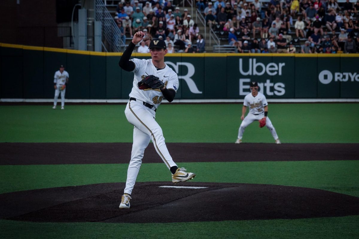 Vanderbilt pitcher Connor Hamiliton stands on the pitcher’s mound, as photographed March 31, 2026. (Hustler Multimedia/Rachel Loomis) 