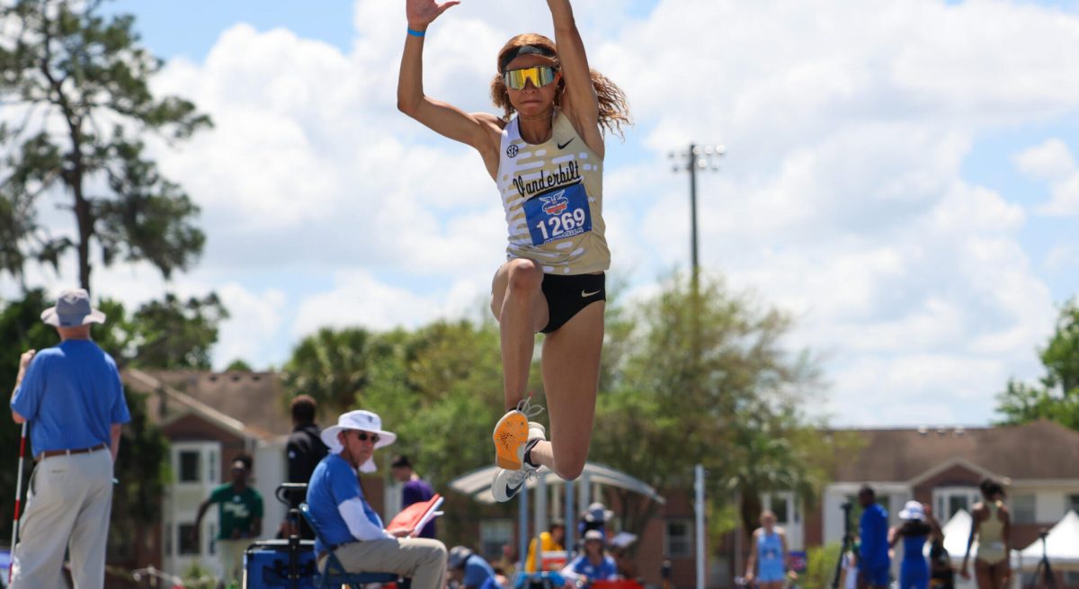 Lena Gooden competes in the long jump, as photographed April 25, 2026. (Photo Courtesy of Vanderbilt Athletics)