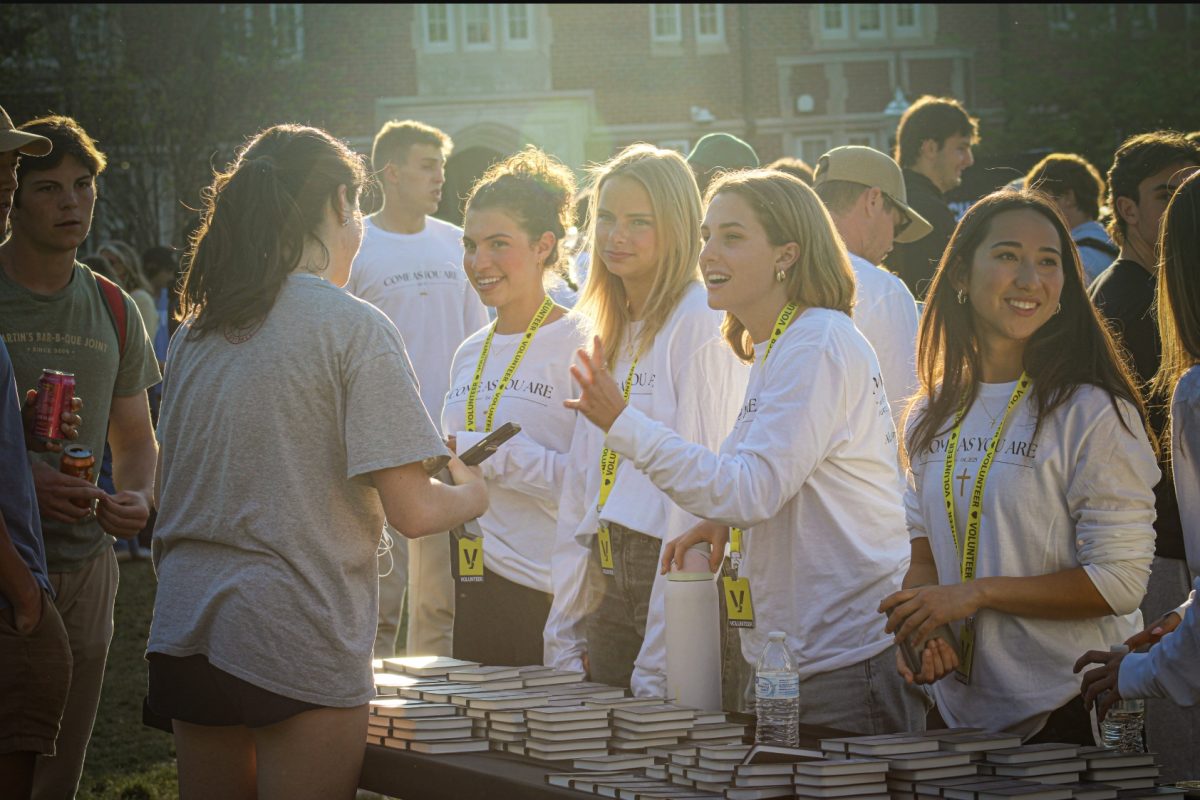 Hundreds of students packed onto Alumni Lawn for “Come As You Are,” a Christian campus event of worship featuring student guest speakers.