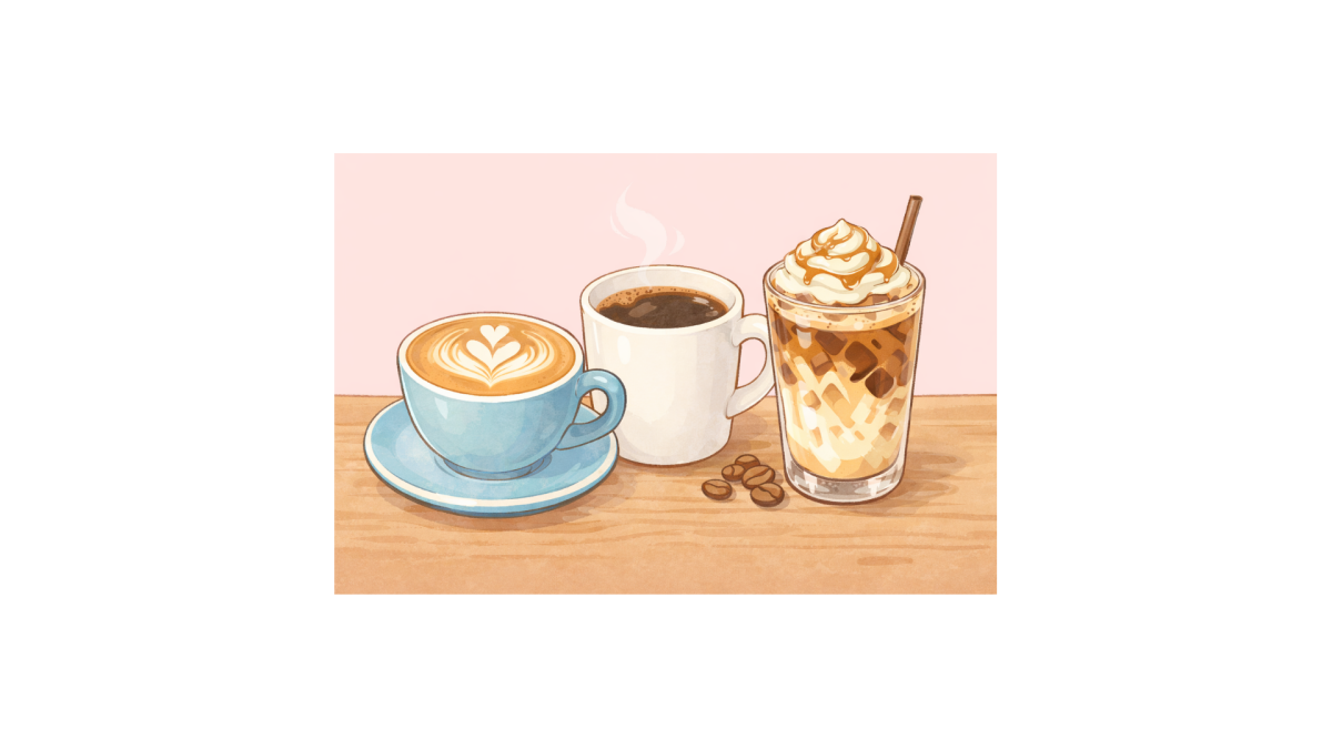 Graphic depicting cafe drinks. (Hustler Staffer/Rachel Marlowe)