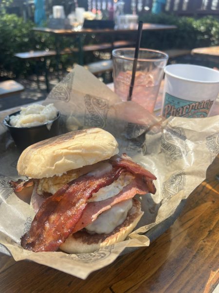 The Farm Burger, German-Style Mac & Cheese and a Rickey house-made soda is served in the beer garden at Pharmacy Burger in East Nashville, as photographed March 19, 2026. (Hustler Multimedia/ Michael Carroll) 