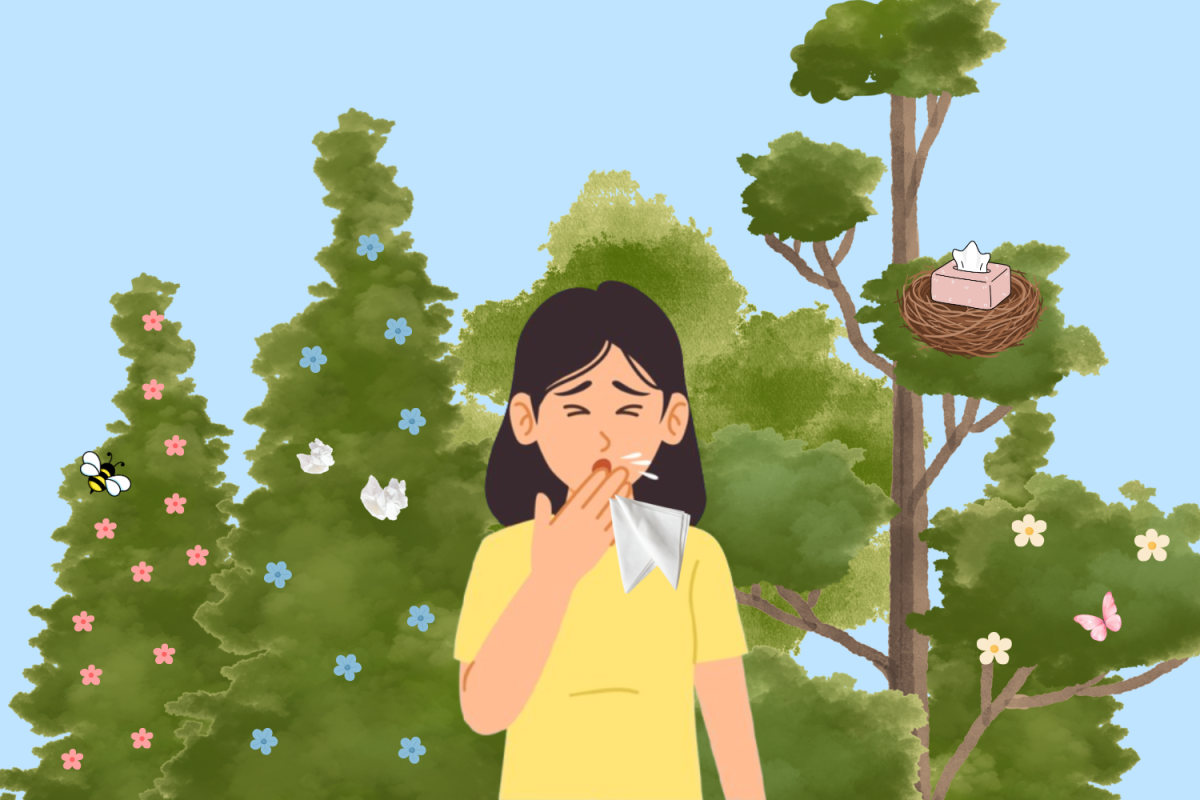 Graphic depicting a student suffering from a pollen allergy. (Hustler Multimedia/Alice Chen)  