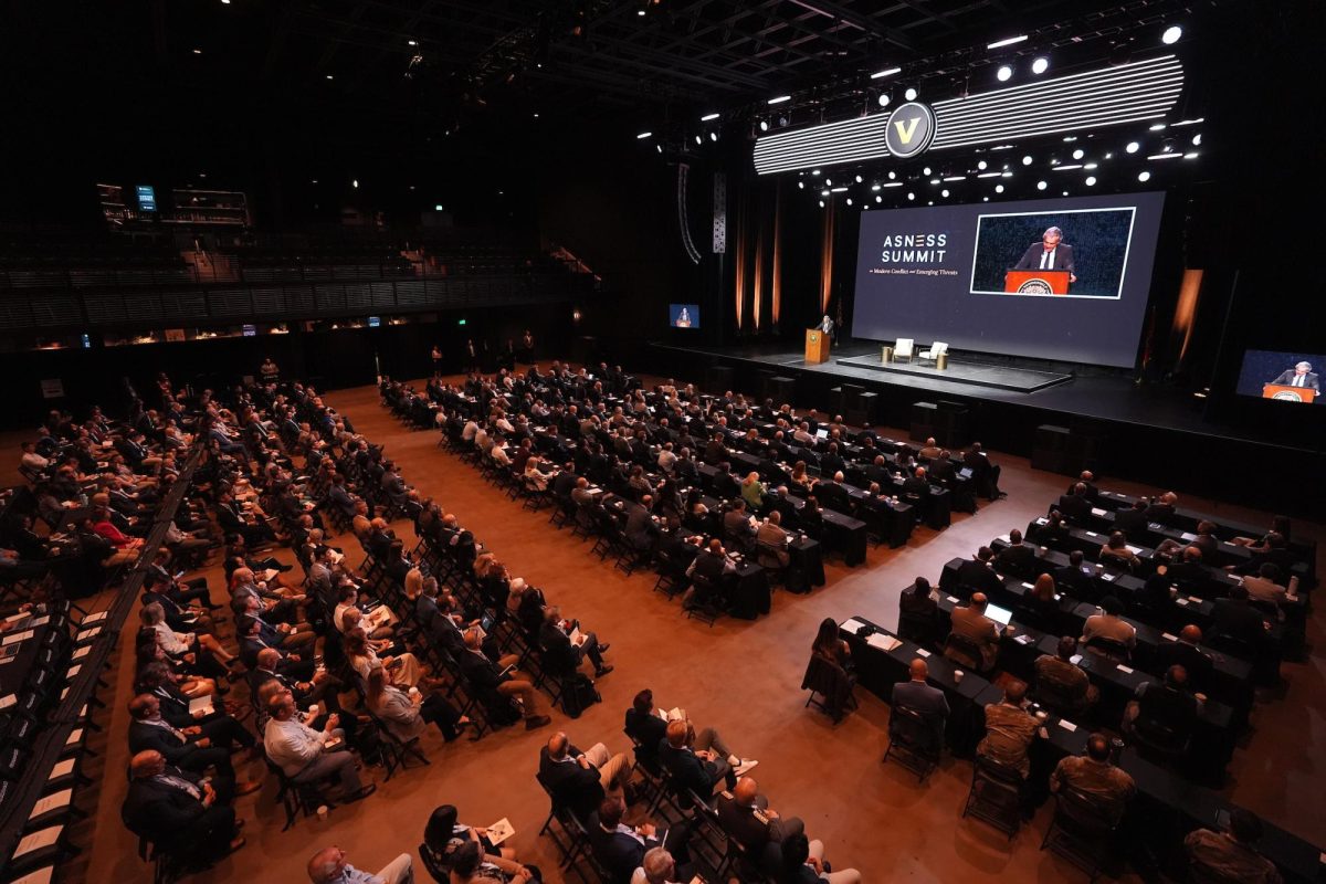 Chancellor Daniel Diermeier speaks to the audience at the Asness Summit, as photographed April 23, 2026. (Photo Courtesy of Kathleen Clark)